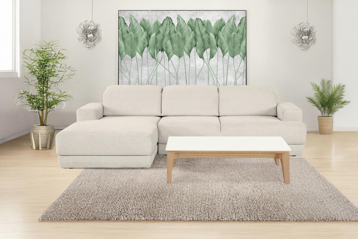 Ecksofa Frans Beige S: 204 cm - Beige/Schwarz, Design, Textil (204/293cm) - MID.YOU