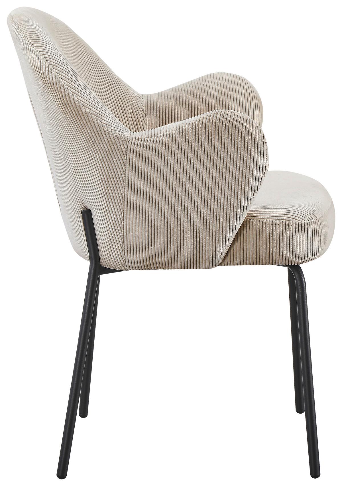 Armlehnstuhl Kala Taupe B: 58 cm - Taupe/Schwarz, MODERN, Textil/Metall (58/82/63cm) - Livetastic