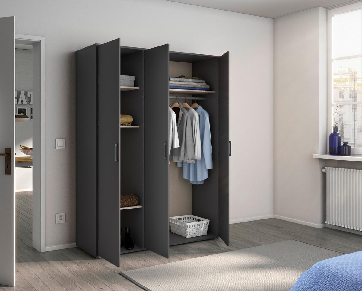 Drehtürenschrank Voyager Grau 140 Cm - Grau, MODERN, Holzwerkstoff (140/194/53cm) - Rauch Möbel