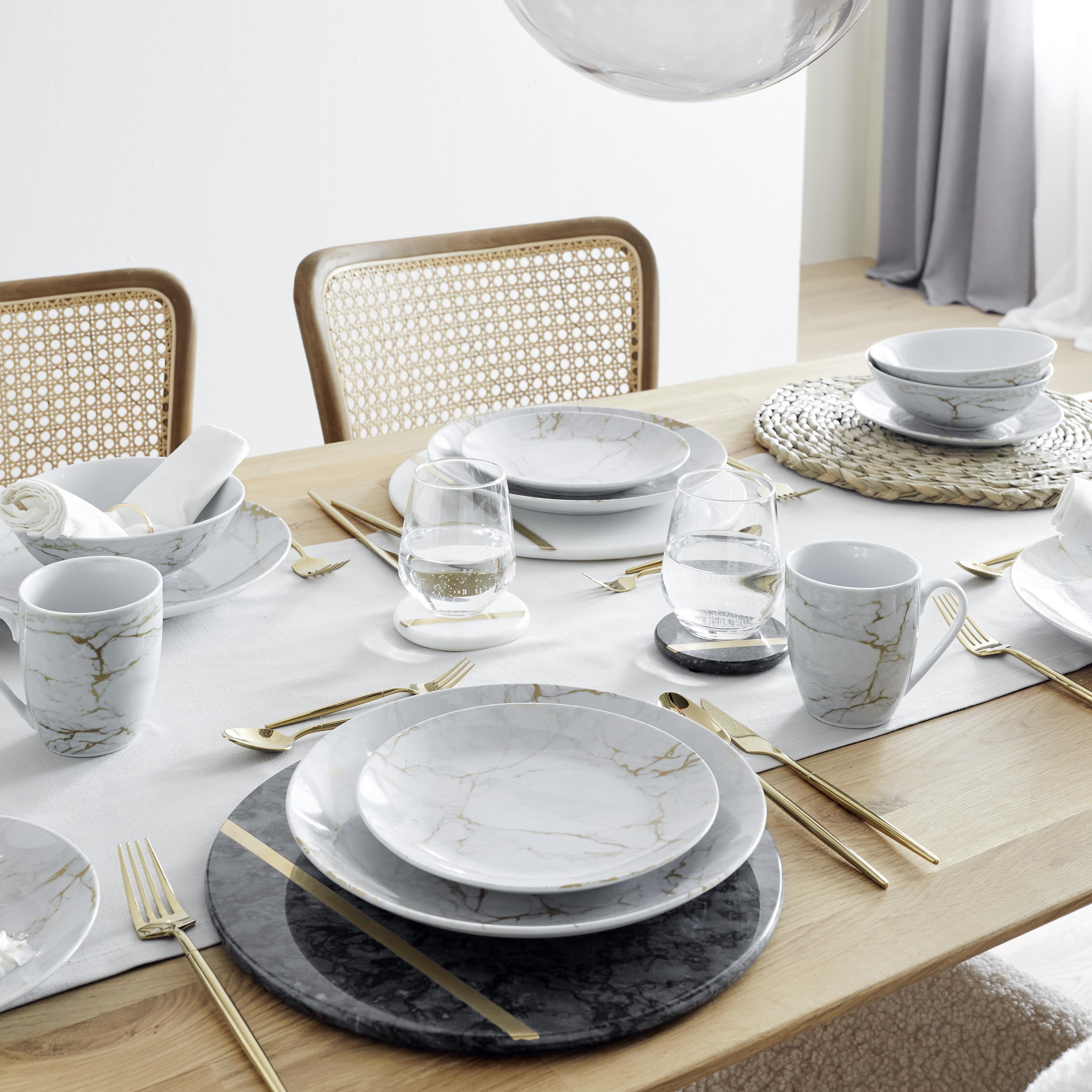 Kombinovaný Servis Glam, 16 Dielna - sivá/zlatá, Moderný, keramika - Premium Living