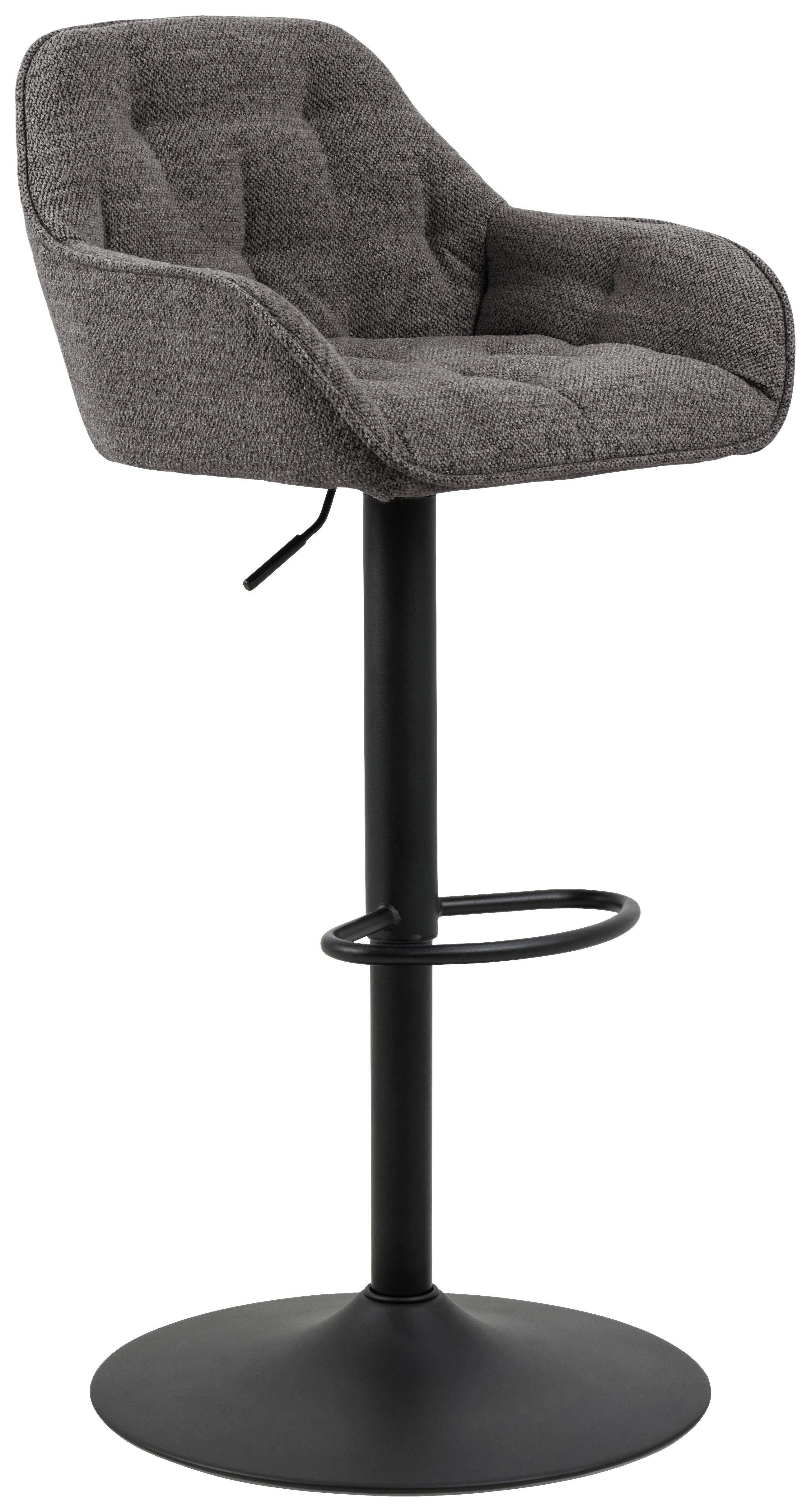 Barhocker Brooke - Anthrazit/Schwarz, Design, Textil/Metall (57/63-84/53cm) - MID.YOU