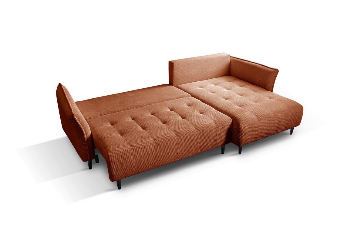 Ecksofa Monte Carlo Terracotta S: 160x290 cm - Terracotta/Schwarz, Trend, Holz/Holzwerkstoff (160/290cm)