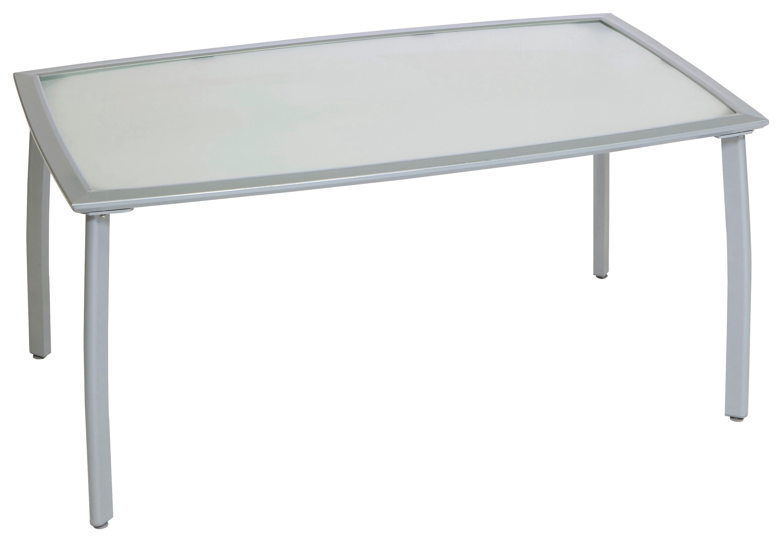 Gartentisch Metall L 150 Cm - Silberfarben, MODERN, Glas/Metall (150/90/74cm) - Gardenson
