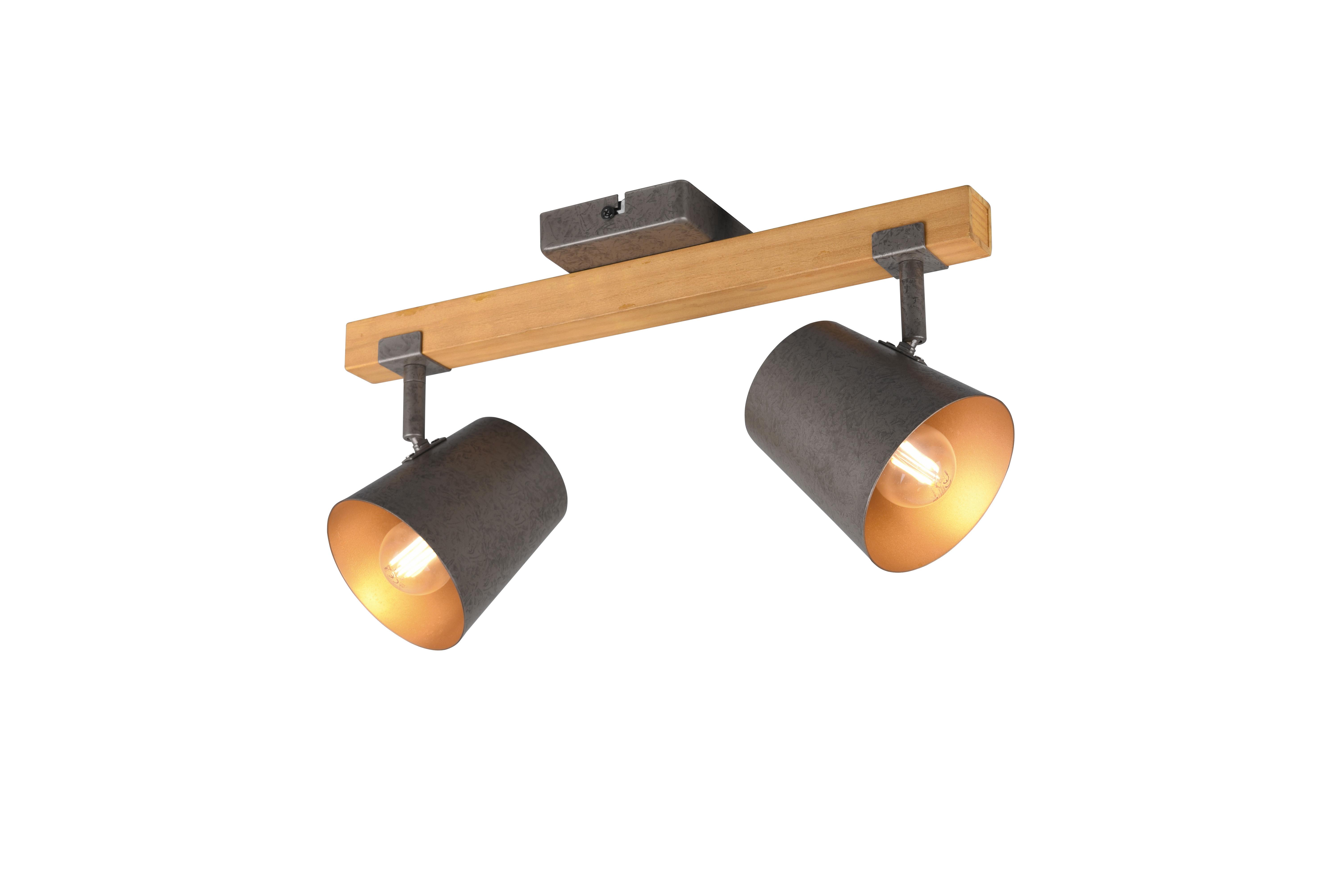 Strahler 2-Flammig L: 42,5 cm - Nickelfarben, Design, Holz/Metall (14,5/42,5/23,2cm) - Trio Leuchten