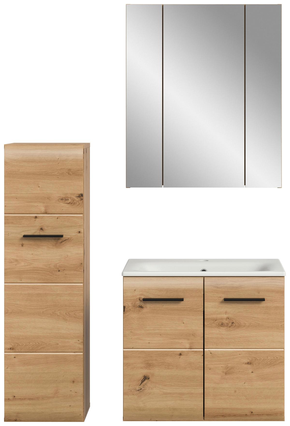Badezimmer Ice Eiche Artisan Dekor B: 90cm - Eiche Artisan/Weiß, Basics, Keramik/Holzwerkstoff (90cm) - MID.YOU