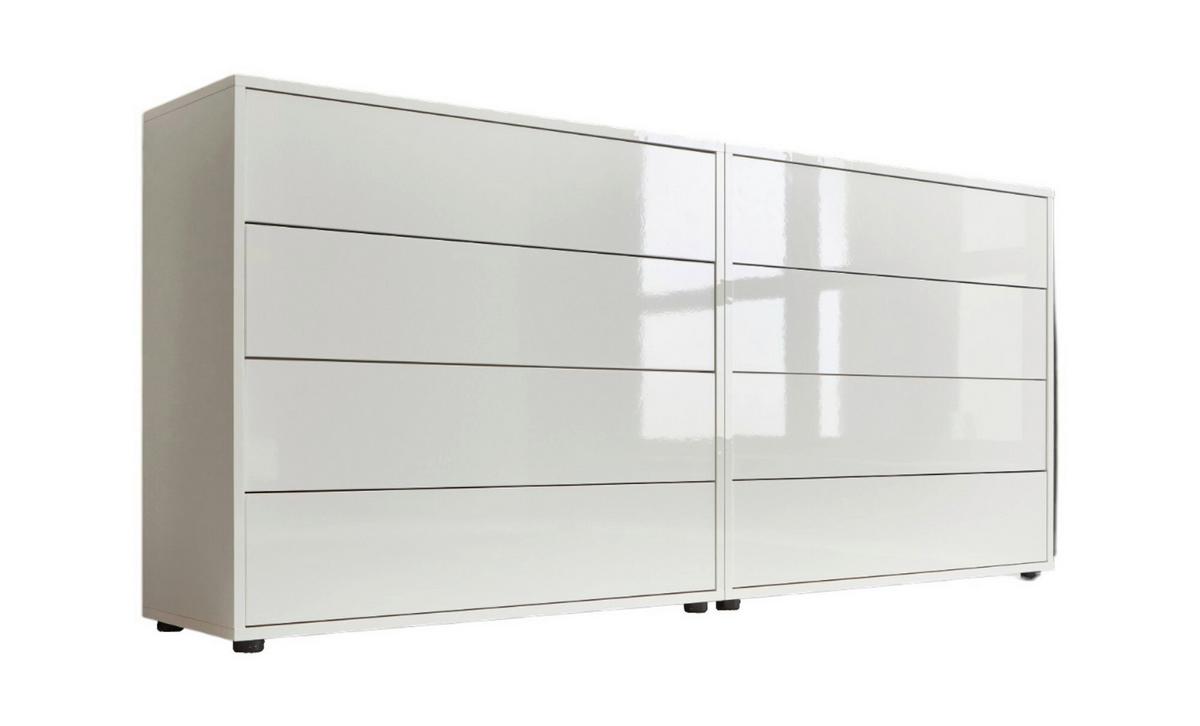 Sideboard Mailand 1 B: 158 cm Weiß - Weiß Hochglanz/Schwarz, MODERN, Holzwerkstoff (158/73/33cm) - MID.YOU