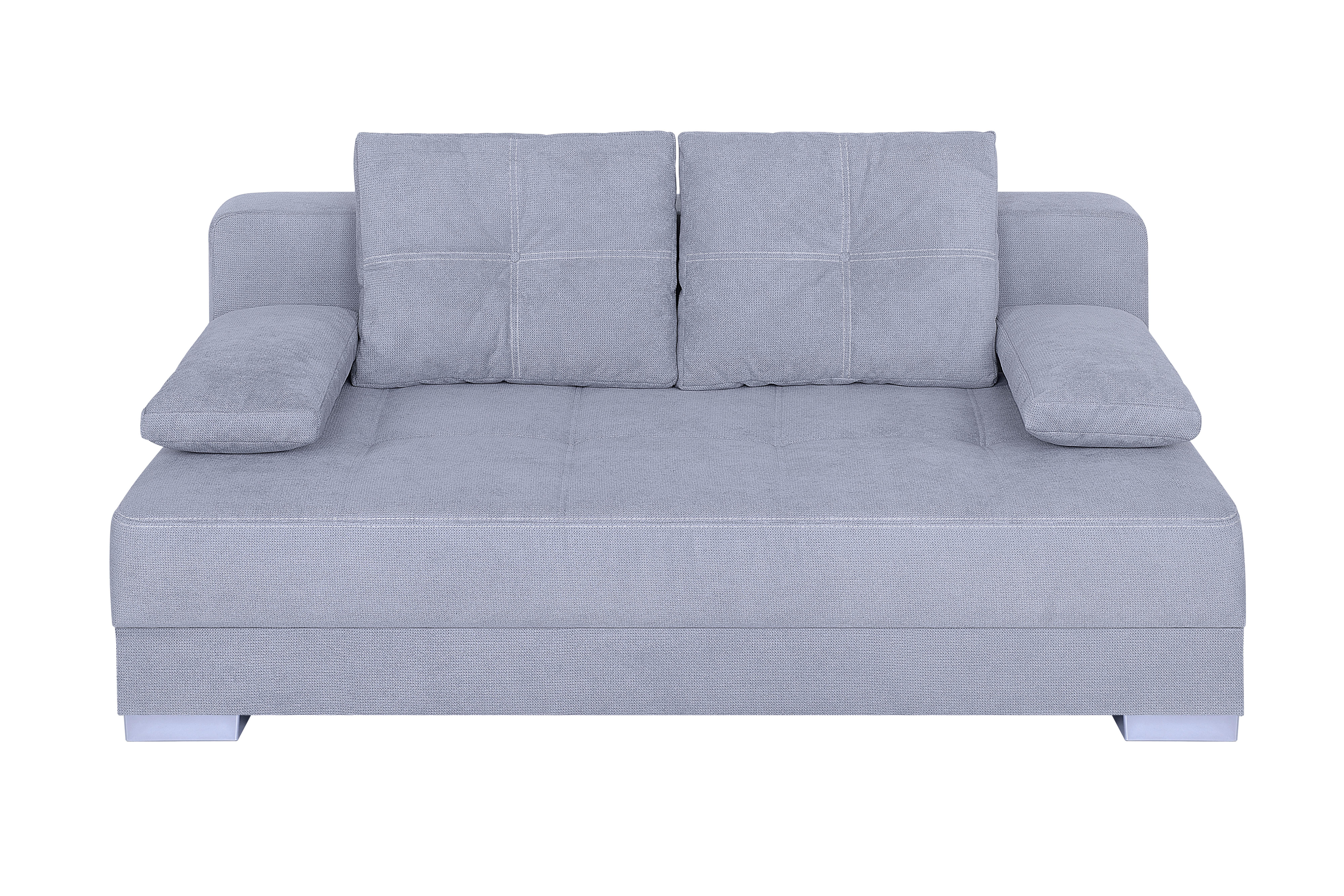 Rozkládací pohovka BEN, šedá, s lůžkem a úložným prostorem - šedá/bílá, Design, kompozitní dřevo/textil (200/90/110cm)