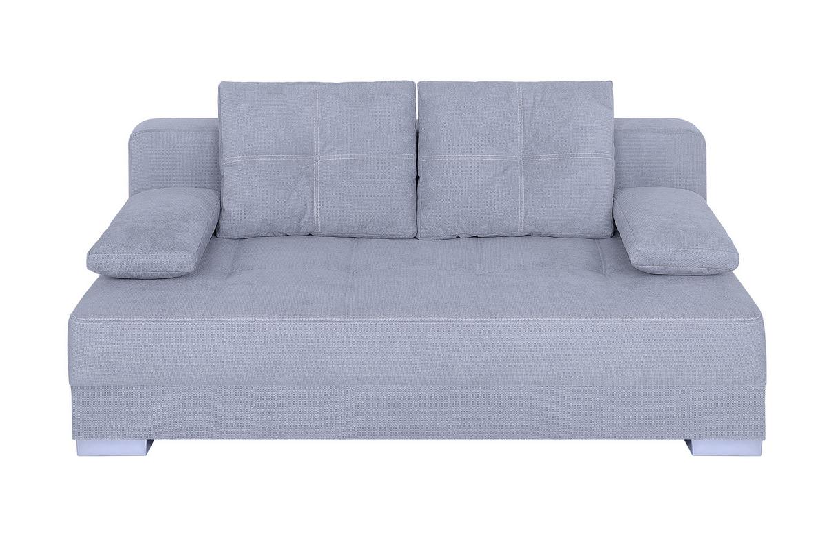 Schlafsofa mit Bettkasten Ben Grau - Chromfarben/Schwarz, Design, Holzwerkstoff/Textil (200/90/110cm) - P & B