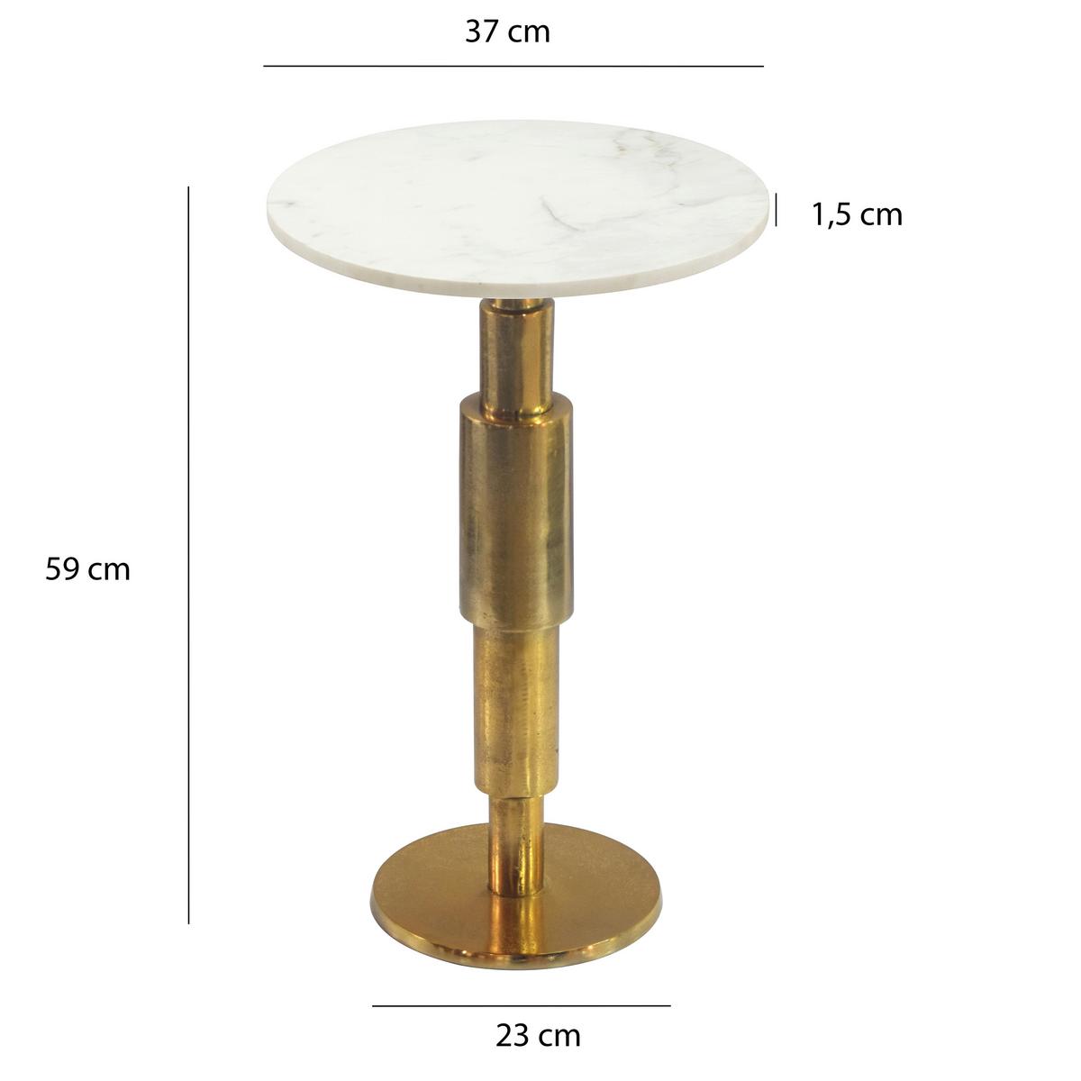 BEISTELLTISCH Weiß L: 37cm - Goldfarben/Weiß, Design, Stein/Metall (37/37/59cm) - Livetastic