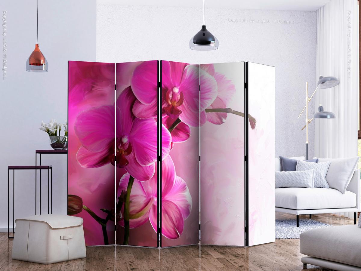 Paravent Pink B: 225 Cm - Pink, Basics, Holz/Textil (225/172/3cm) - artgeist