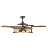 Deckenventilator Fanaway Bronzen 4 Flügel, LED-Leuchte - Walnussfarben/Bronzefarben, Basics, Kunststoff/Metall (122/41cm) - P & B