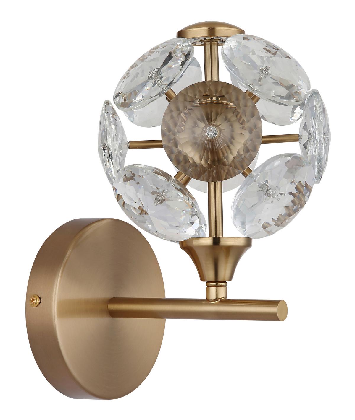 Led-wandleuchte Virina Klar Goldfarben D: 15 Cm - Klar/Goldfarben, KONVENTIONELL, Glas/Metall (15/24cm) - Globo