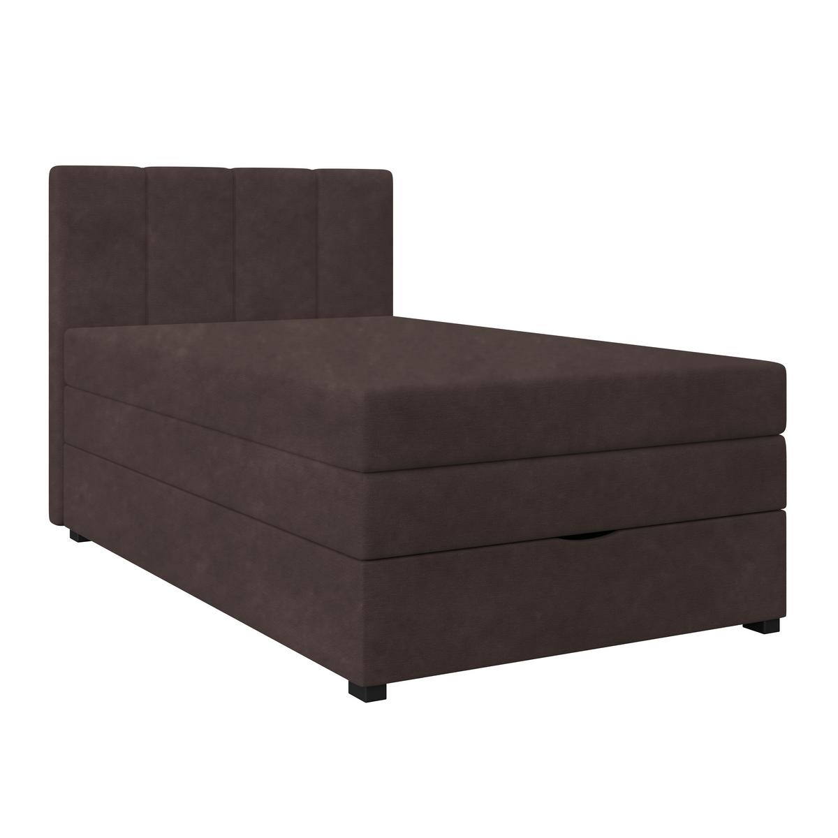 Boxspringbett mit Topper & Bettkasten 120x200 Lauro - Anthrazit/Schwarz, Trend, Textil (120/200cm)