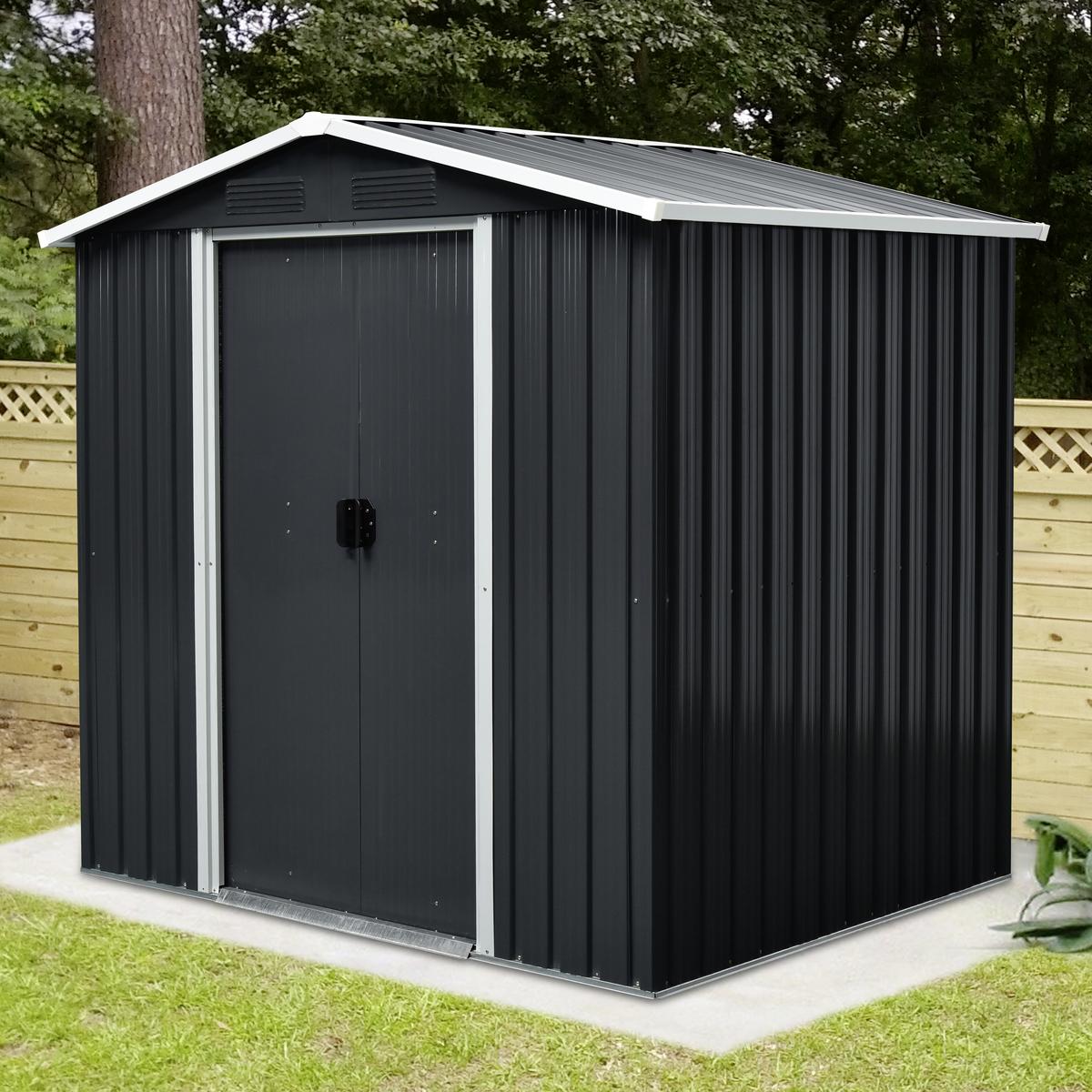 Gerätehaus Ohne Boden 194x184x131 Cm - Anthrazit/Weiß, Basics, Metall (194/184/131cm)