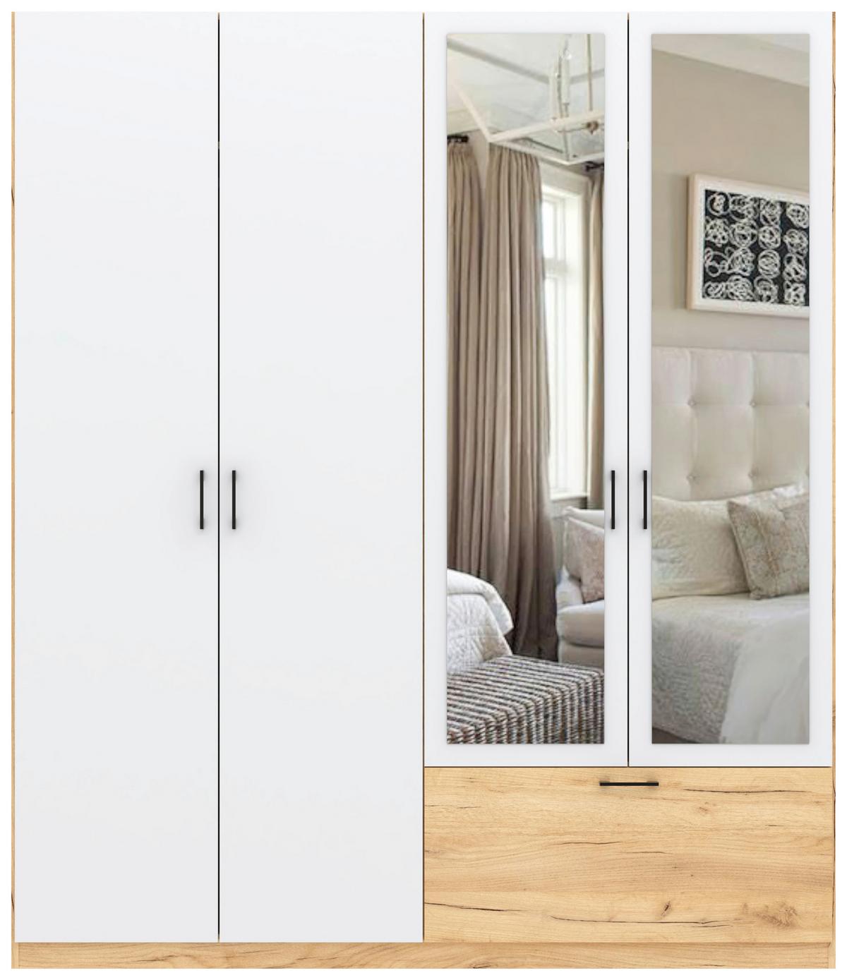 Kleiderschrank Mila - Klar/Eiche Artisan, KONVENTIONELL, Glas/Holzwerkstoff (180/210/54cm)