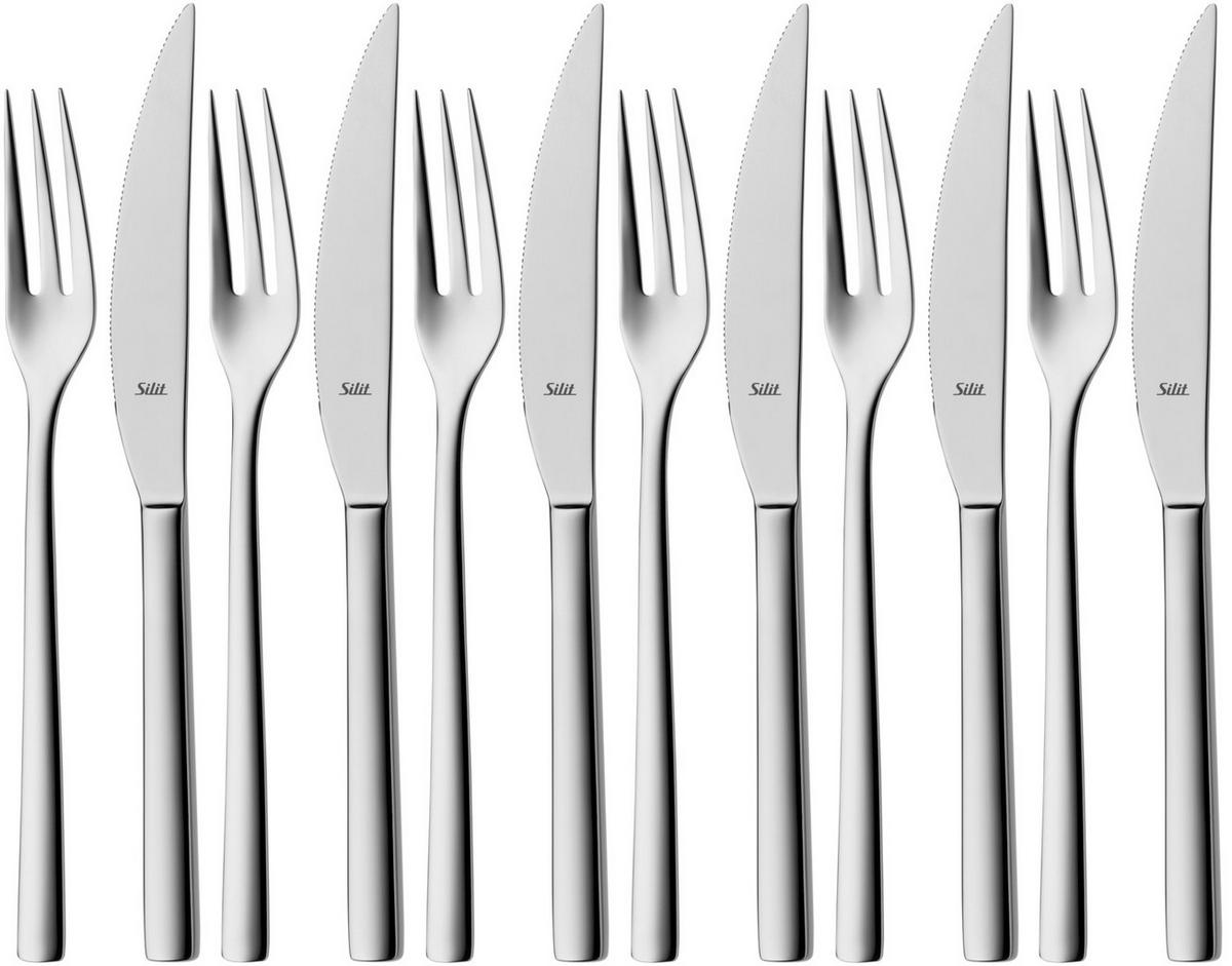 Steakbesteck Trend Steakbesteck - Edelstahlfarben, Basics, Metall (24,2/20,5/4cm) - Silit