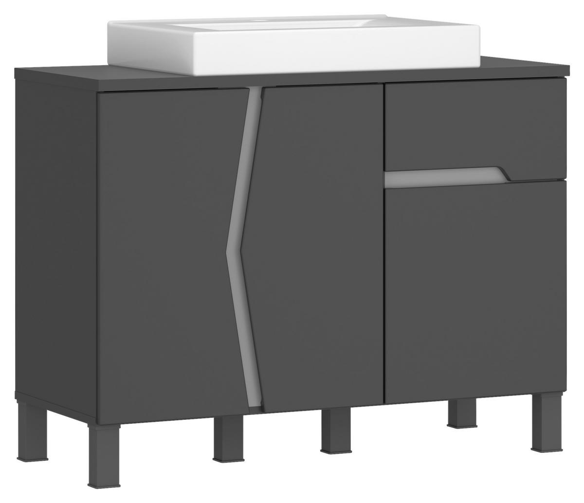 Waschtischkombi Manhattan Man Lu2 - Anthrazit/Weiß, MODERN, Keramik/Holzwerkstoff (100cm) - Luca Bessoni