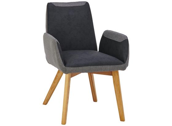 Stuhl Barbara mit Armlehne - Eichefarben/Schwarz, KONVENTIONELL, Holz/Textil (60/90/67cm) Stuhl Barbara mit Armlehne - Eichefarben/Schwarz, KONVENTIONELL, Holz/Textil (60/90/67cm)