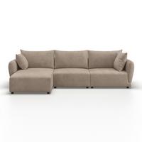Sedací souprava NICOLE, levá, béžová, max. do 480 kg - černá/šedobéžová, Moderní, dřevo/textil (162/87/306cm) - Bessagi Home