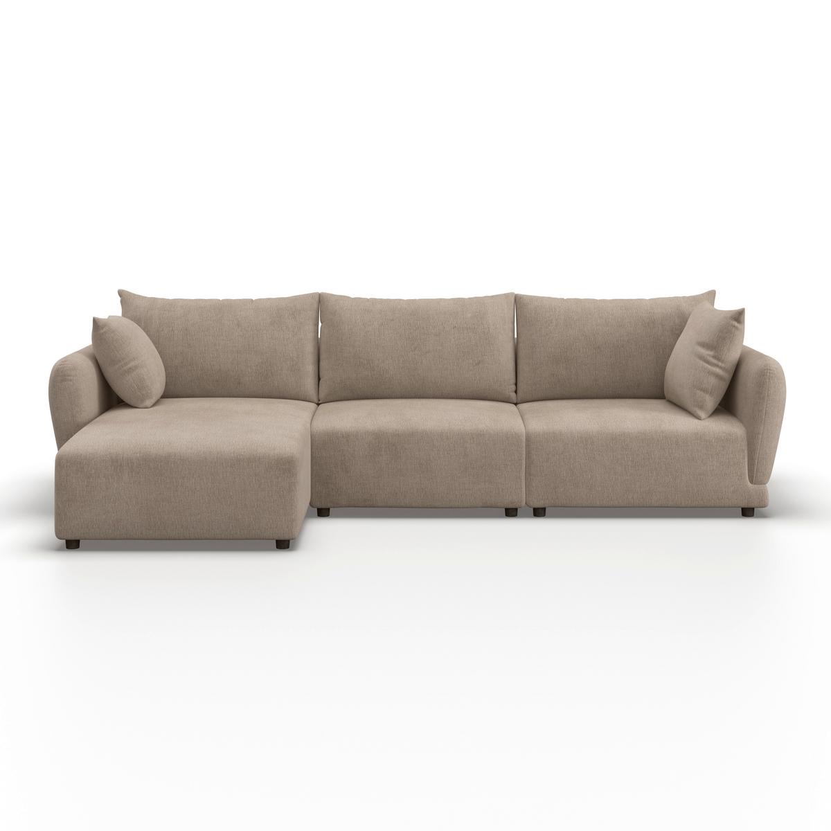 Sedací souprava NICOLE, levá, béžová, max. do 480 kg - černá/šedobéžová, Moderní, dřevo/textil (162/87/306cm) - Bessagi Home