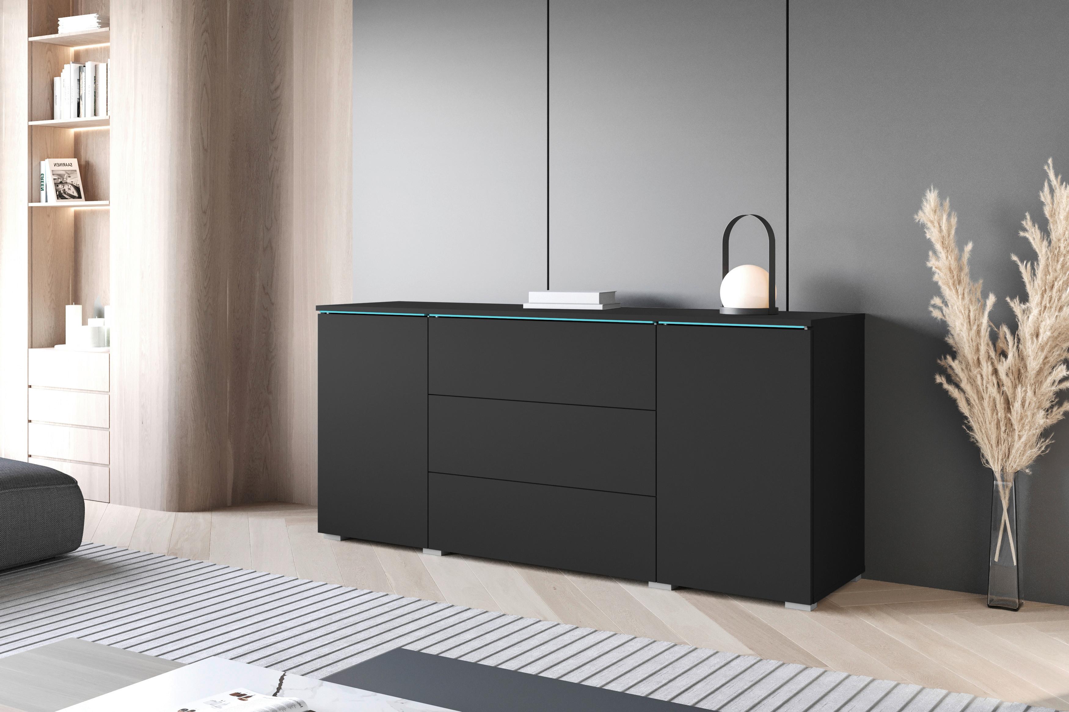 Sideboard Vera 150 Graphit - Schwarz/Graphitfarben, Basics, Holzwerkstoff (150/67,9/39,5cm) - P & B