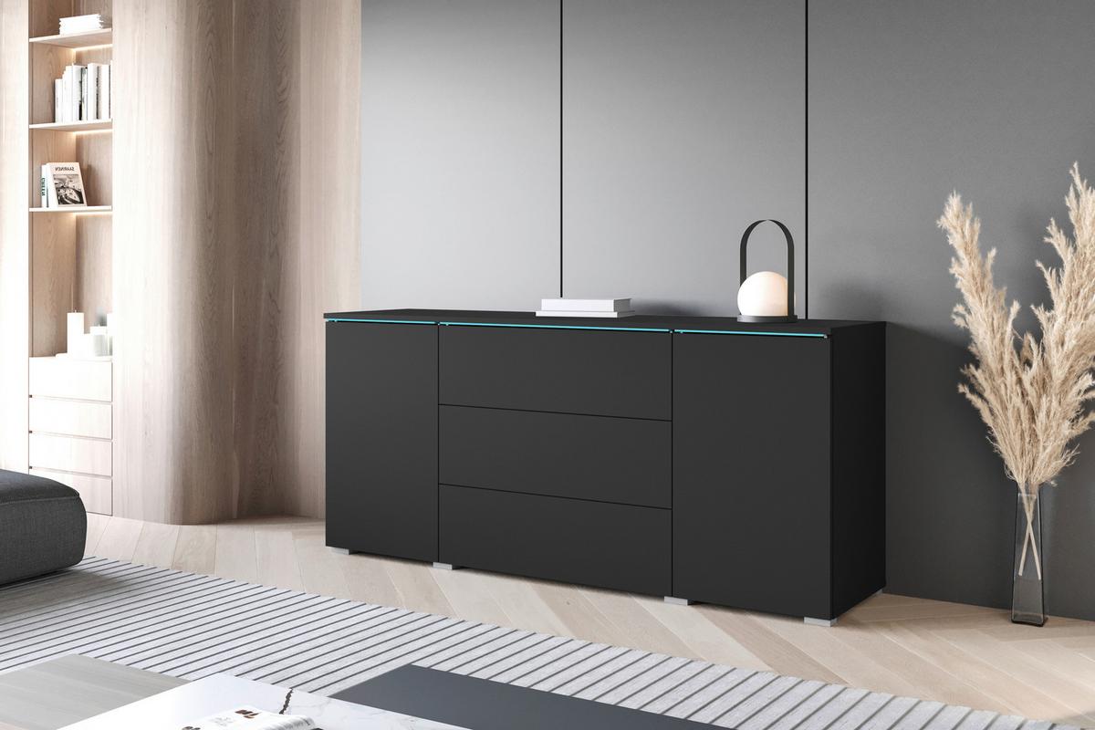 Sideboard Vera 150 Graphit - Schwarz/Graphitfarben, Basics, Holzwerkstoff (150/67,9/39,5cm) - P & B