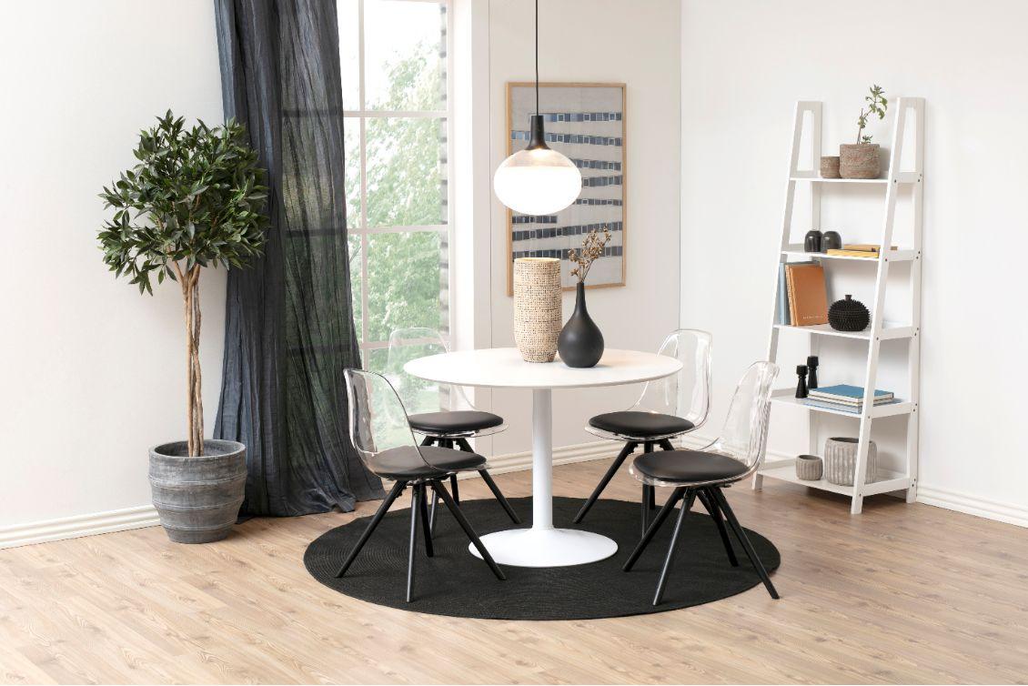 Okrúhly jedálenský stôl IBIZA, ø 110 cm, biely lak - biela, Design, kov/kompozitné drevo (110/76/110cm) - MID.YOU