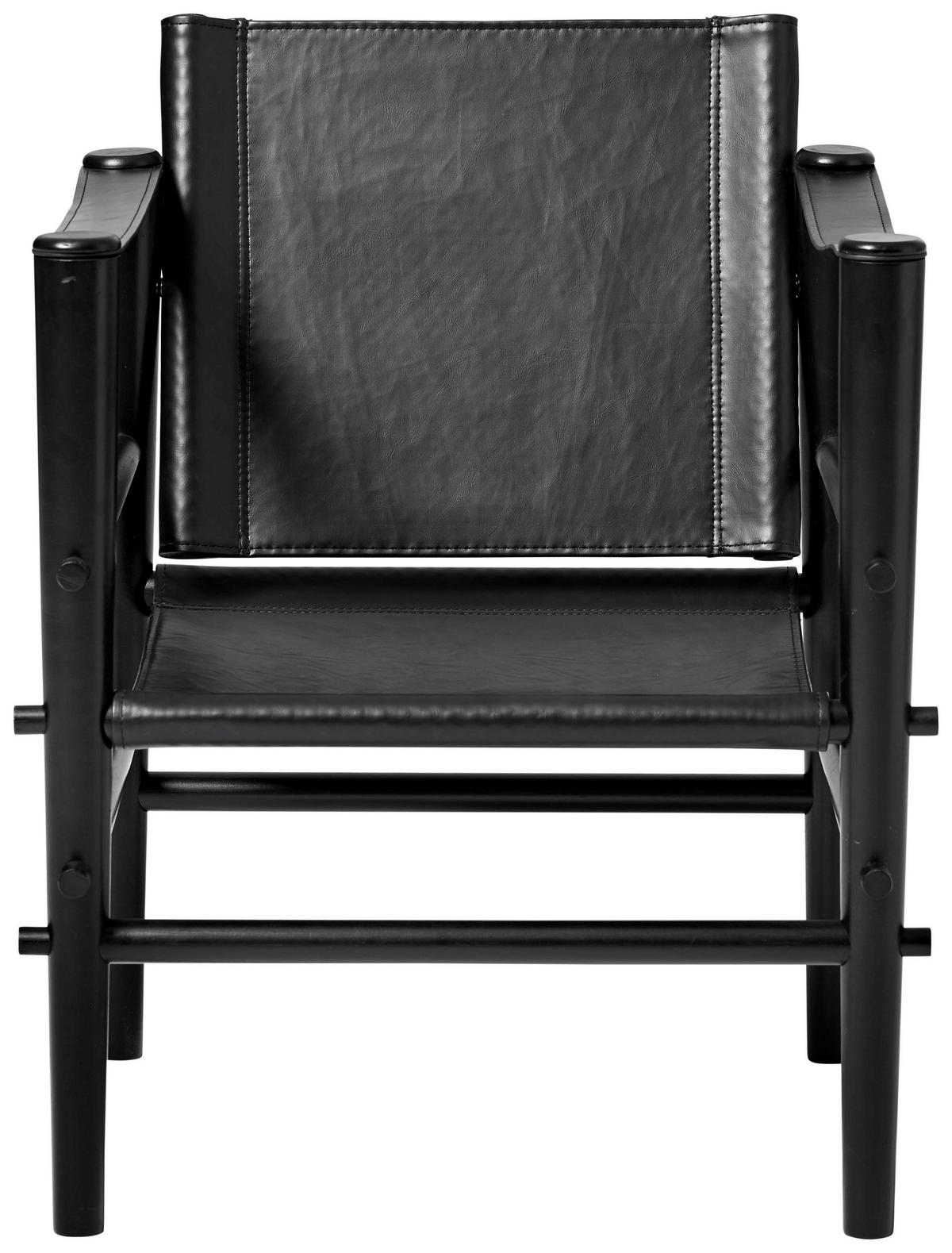 Loungesessel Safari 3155020 - Schwarz, ROMANTIK / LANDHAUS, Leder/Holz (59/79/61cm) - MID.YOU