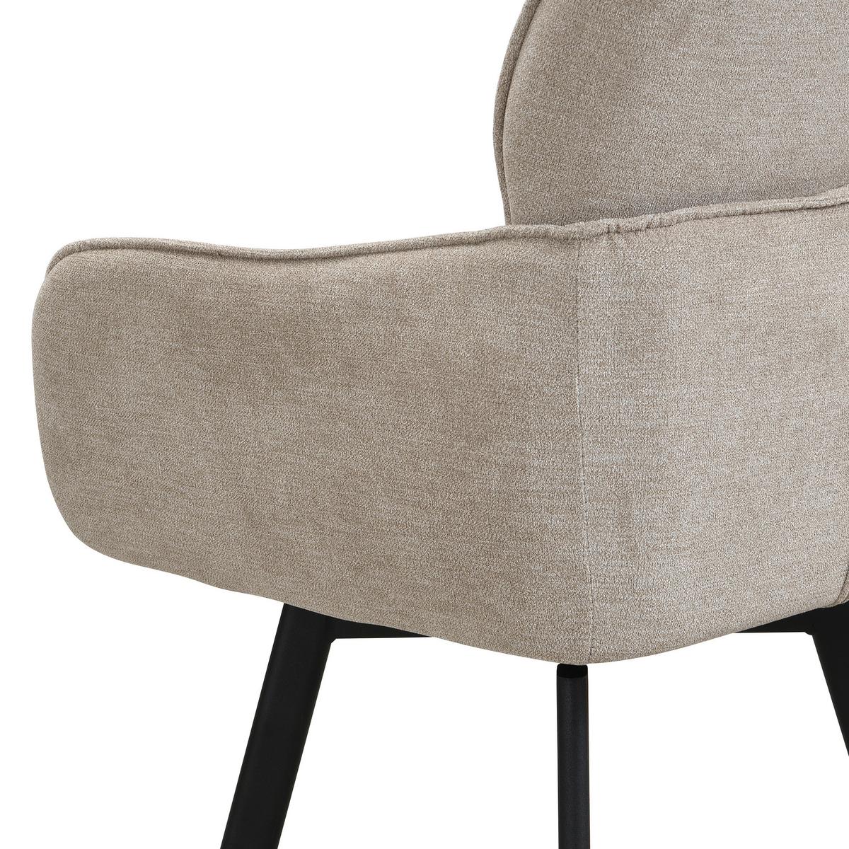 Stuhl-set Rico - Taupe/Schwarz, MODERN, Textil/Metall (61/90/63cm) - MID.YOU