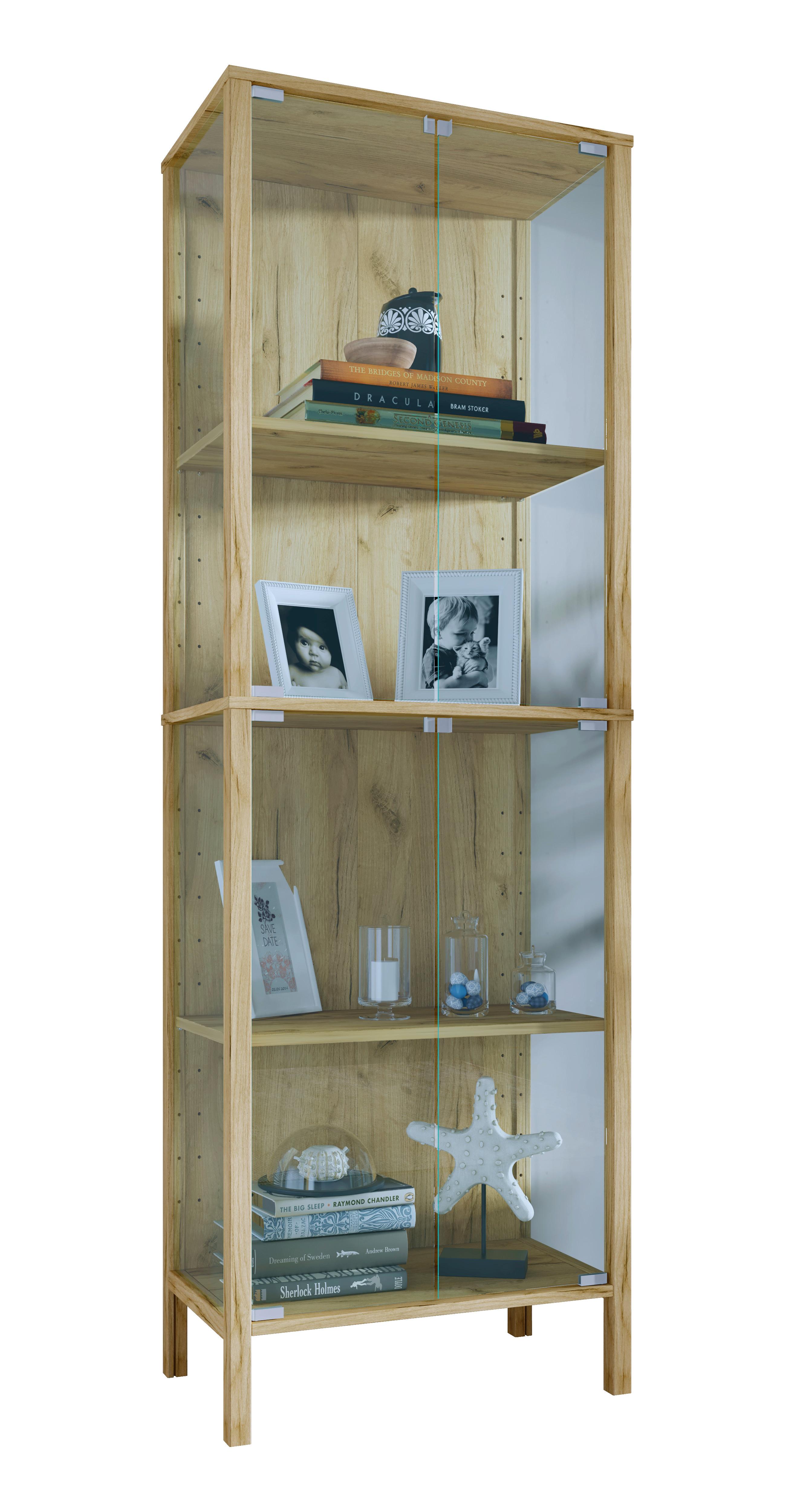 VITRINE Jensol, Honigeiche B: 60 cm - Honigeiche/Klar, Design, Glas/Holzwerkstoff (60/178/35cm) - Livetastic