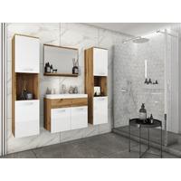 Kúpeľňa dub wotan/biela VL - biela/biela s vysokým leskom, Lifestyle, kov/kompozitné drevo (120cm) - P & B