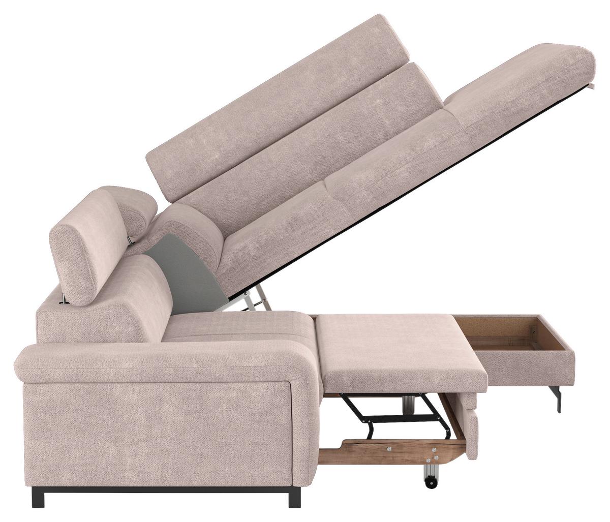 Ecksofa mit Bettkasten Emma Creme 262x215 cm - Creme/Schwarz, Textil (262/215cm) - MID.YOU