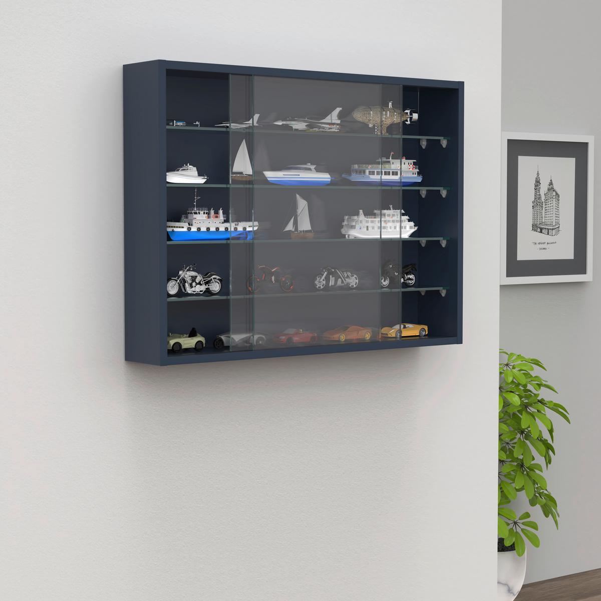 Hängevitrine Drivalo Anthrazit B: 75 Cm - Transparent/Anthrazit, Design, Glas/Holzwerkstoff (75/55/12cm) - MID.YOU