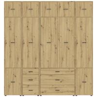 Kleiderschrank Kivo Eiche Artisan Dekor, B: 225 Cm - Eiche Artisan, Basics, Holzwerkstoff (225/239,4/52,1cm)