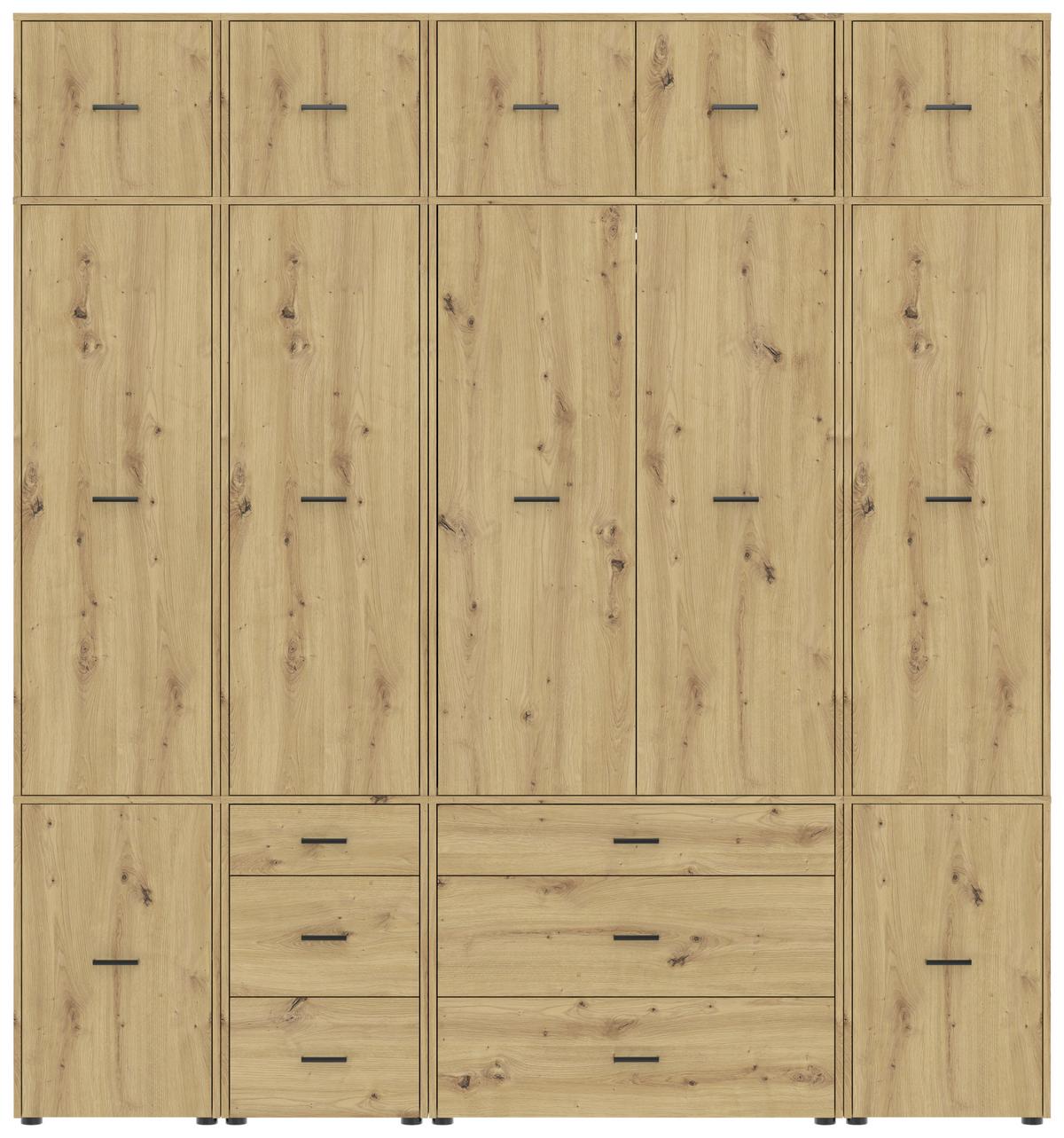 Kleiderschrank Kivo Eiche Artisan Dekor, B: 225 Cm - Eiche Artisan, Basics, Holzwerkstoff (225/239,4/52,1cm)