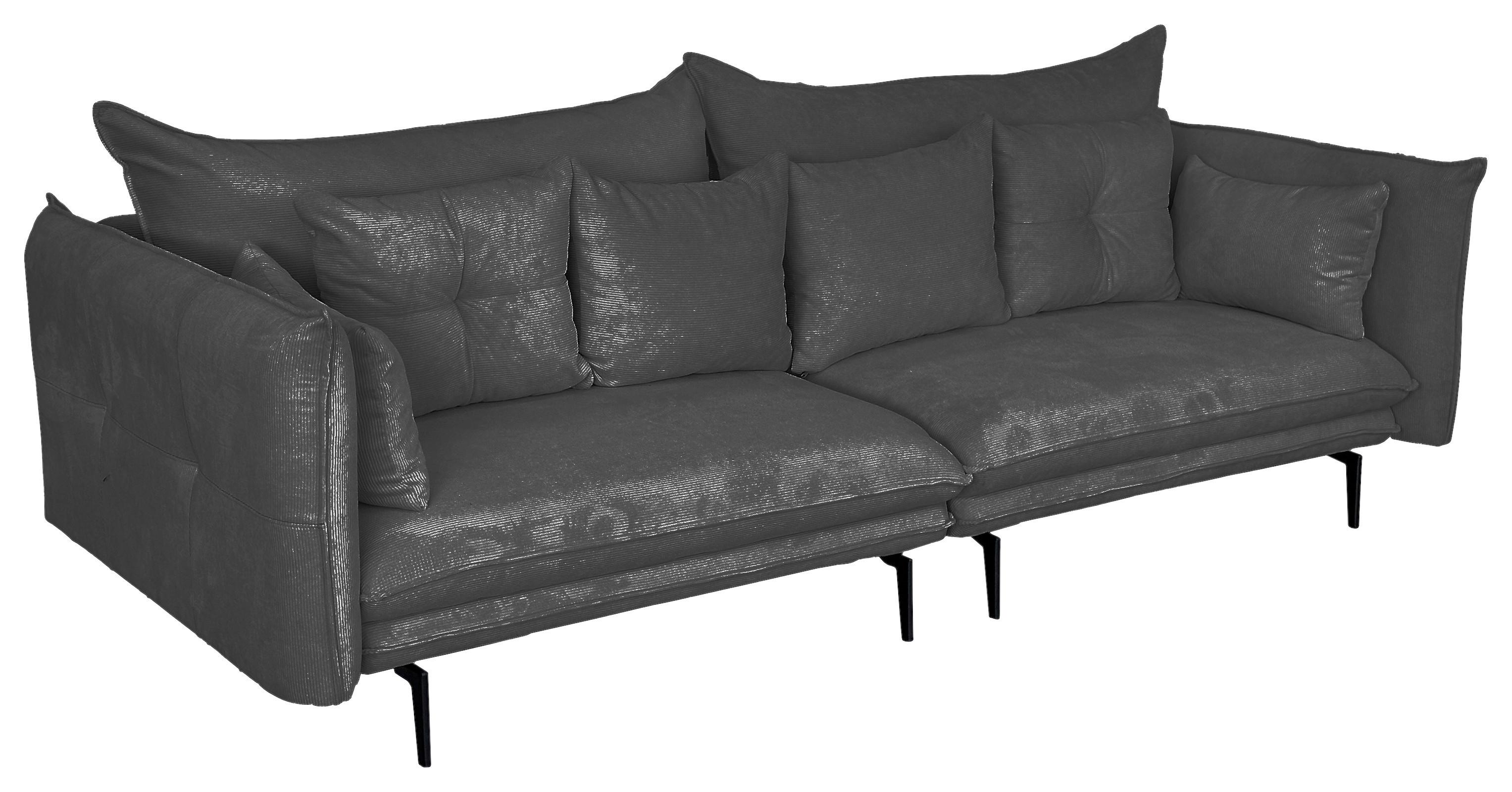 2-sitzer-sofa Sing Dunkelgrau Cord B: 262 Cm - Dunkelgrau/Schwarz, Design, Textil (262/91/115cm) - MID.YOU