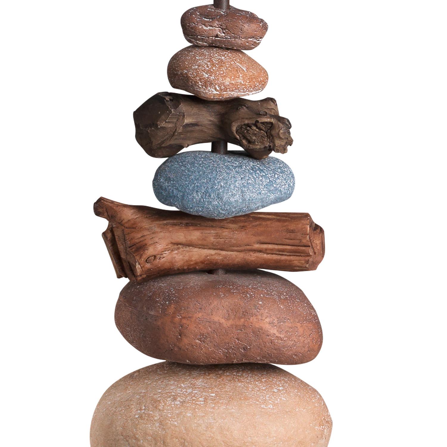 Tischleuchte 4897/lg - Blaugrau/Schwarz, Natur, Textil/Stein (26/52cm)