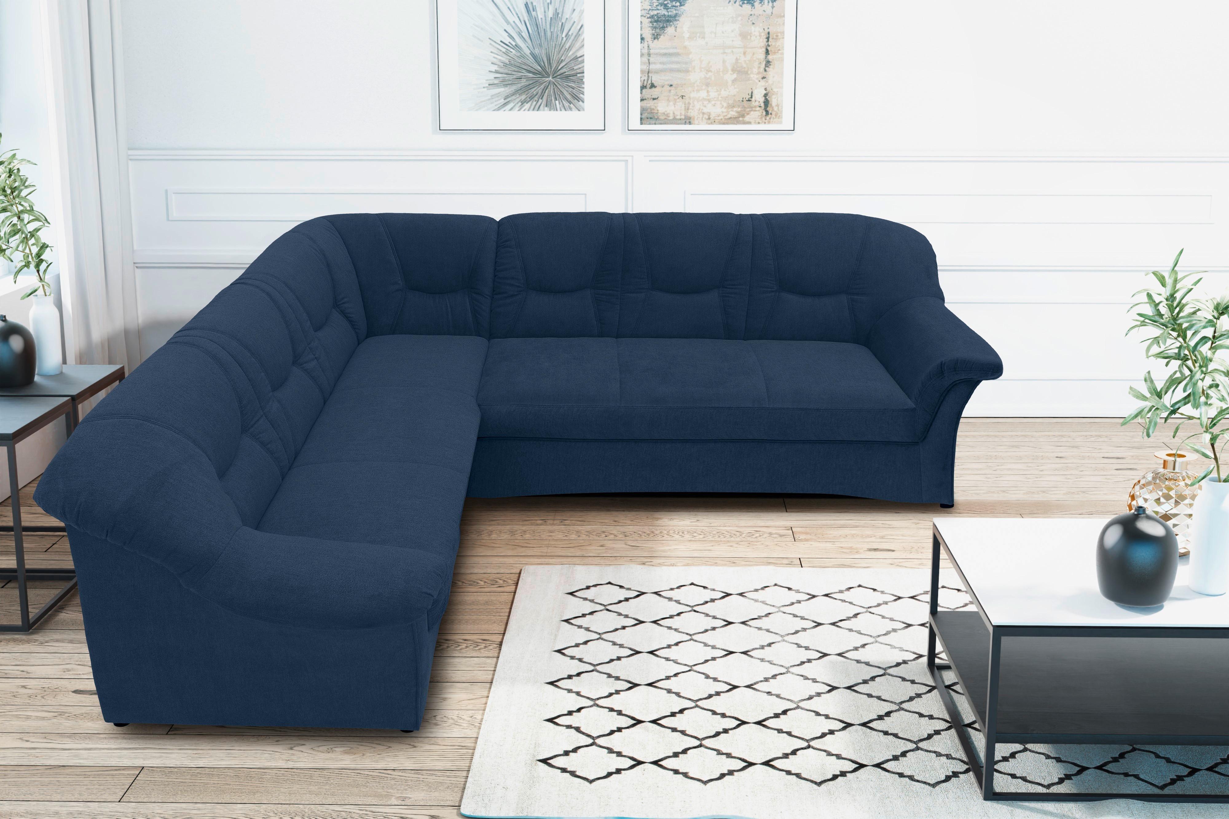 Ecksofa Sarafina Dunkelblau S: 190x240 Cm - Schwarz/Dunkelblau, KONVENTIONELL, Textil (190/240cm) - MID.YOU