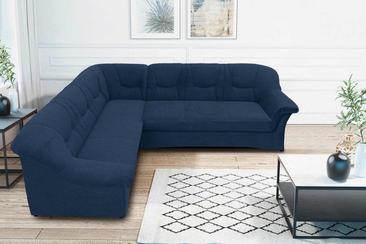 Ecksofa Sarafina Dunkelblau S: 190x240 cm - Schwarz/Dunkelblau, KONVENTIONELL, Textil (190/240cm) - MID.YOU