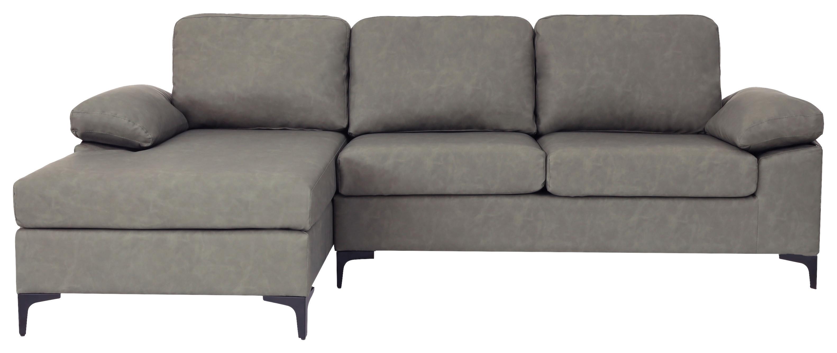 Ecksofa Flavon Grau Lederlook