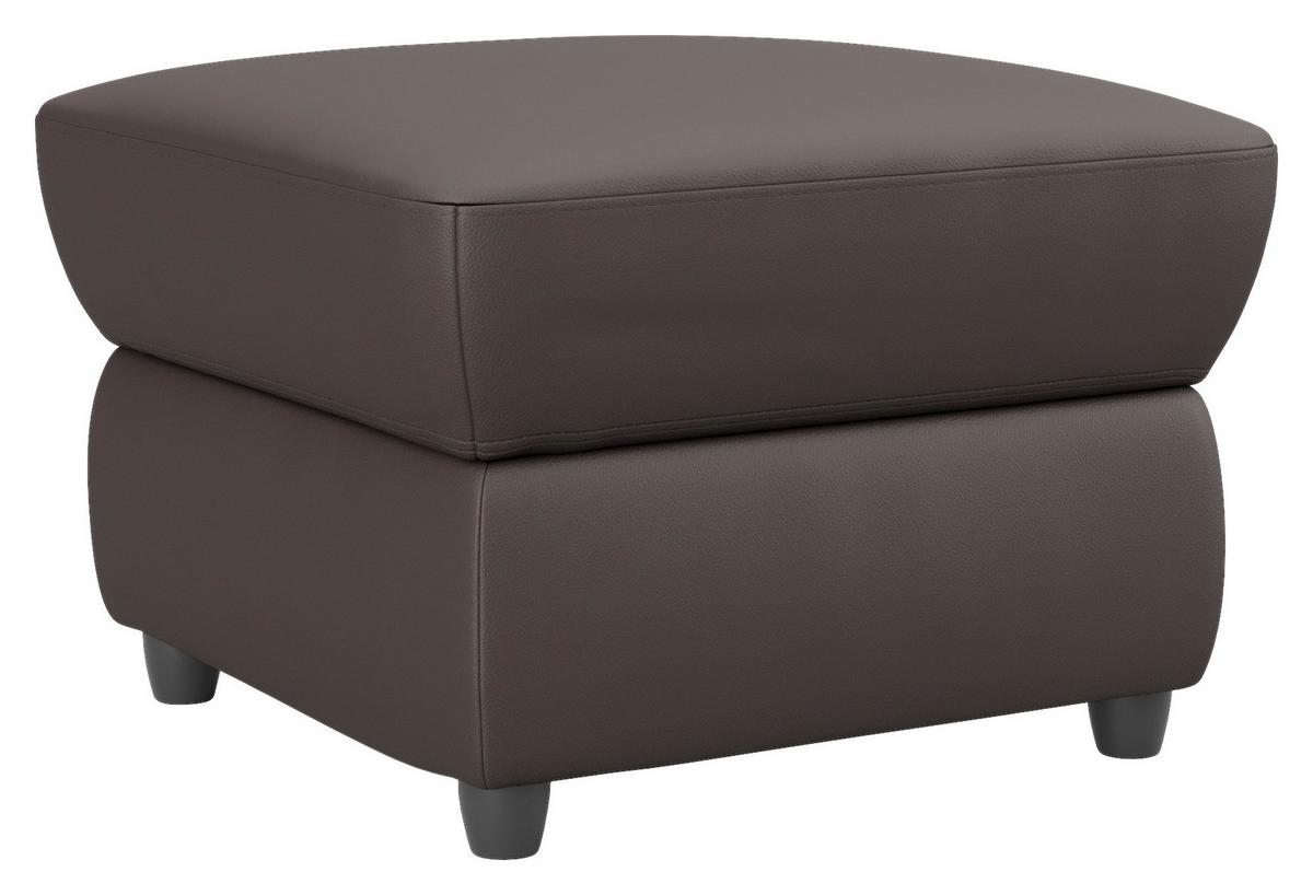 Polsterhocker Boston Braun Lederlook - Schwarz/Braun, KONVENTIONELL, Textil (68/45/68cm) - Livetastic