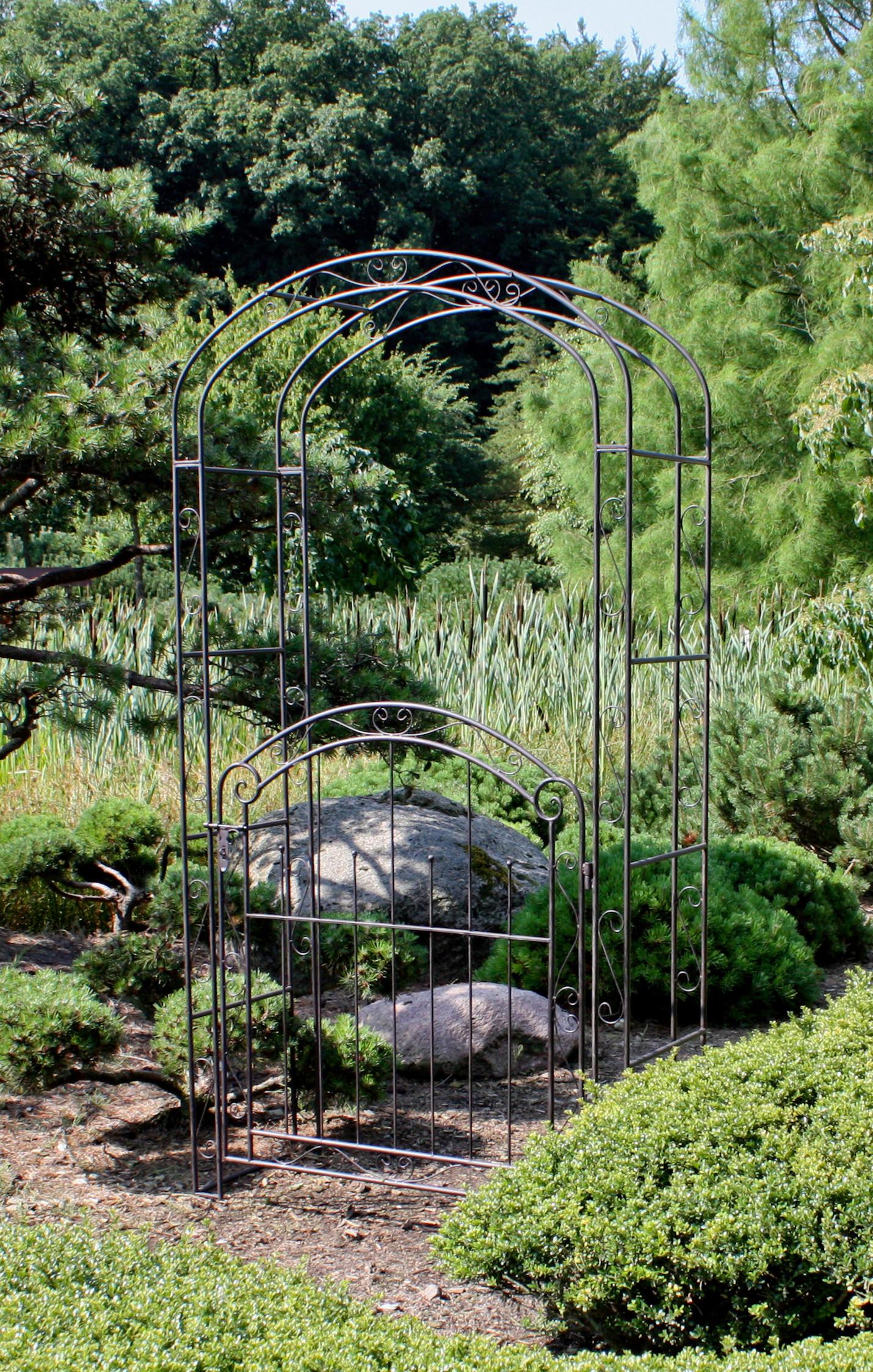 Rosenbogen mit Tür Metall Mayon BxHxT 115x215x43 cm - Rostfarben, MODERN, Metall (115/215/43cm)