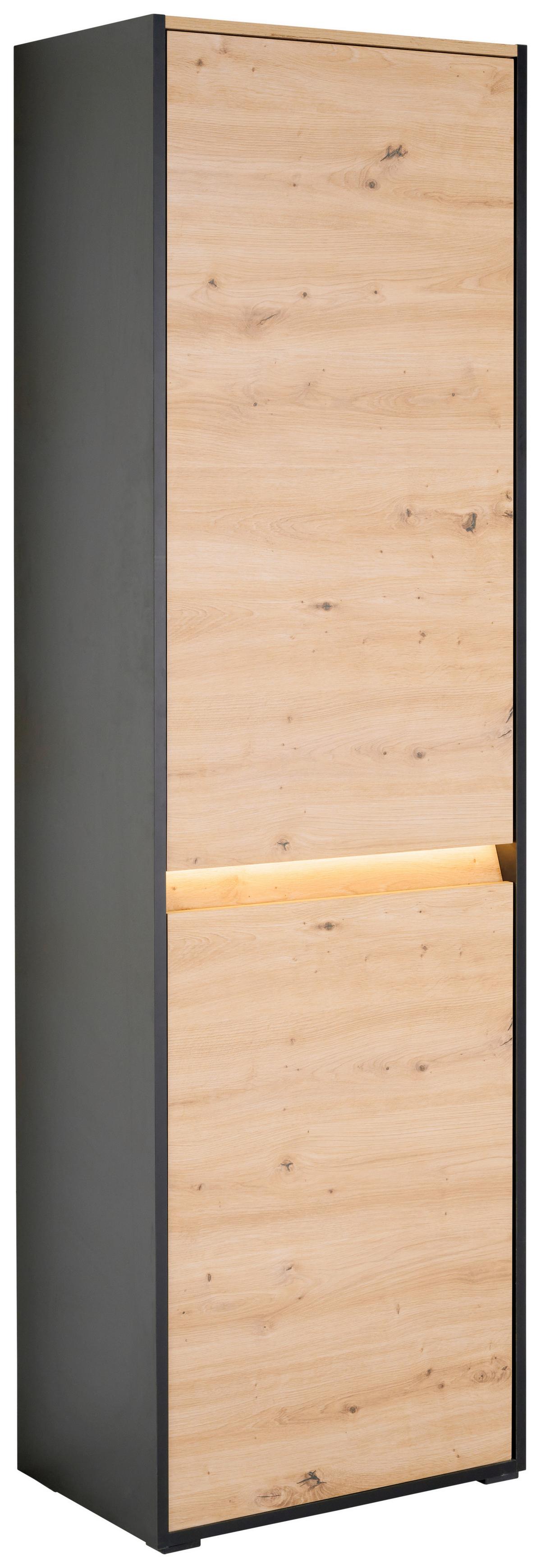 Garderobenschrank Welcome Schwarz/Eiche Dekor B: 60,4 cm - MODERN, Holzwerkstoff (60,4/200,7/38cm)