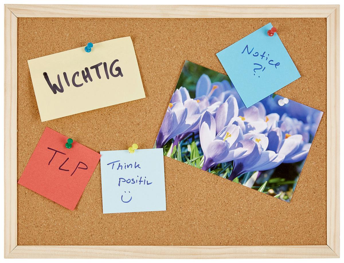 Üzenőtábla Parafa - natúr színű/feketefenyő színű, Basics, karton/fa (30/40cm) - Homezone