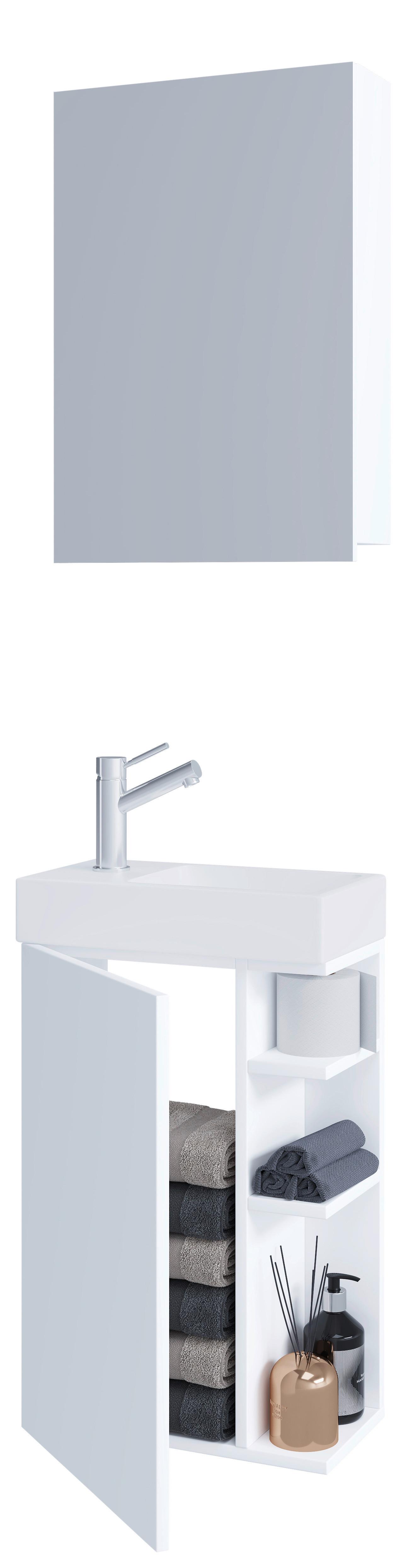 Gästebad Lumia - Weiß, MODERN, Glas/Keramik (40cm) - MID.YOU