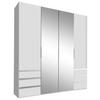 Drehtürenschrank Mit Spiegel 200cm Level 36a, Weiß Dekor - Silberfarben/Weiß, MODERN, Glas/Holzwerkstoff (200/216/58cm) - MID.YOU