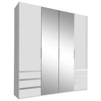 Drehtürenschrank Mit Spiegel 200cm Level 36a, Weiß Dekor - Silberfarben/Weiß, MODERN, Glas/Holzwerkstoff (200/216/58cm) - MID.YOU