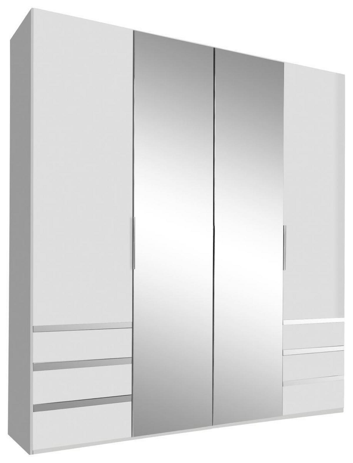 Drehtürenschrank Mit Spiegel 200cm Level 36a, Weiß Dekor - Silberfarben/Weiß, MODERN, Glas/Holzwerkstoff (200/216/58cm) - MID.YOU