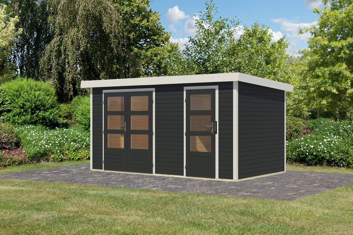 Gartenhaus Gaia 2c 40121 Gaia 2 C - Anthrazit/Weiß, Basics, Holz (400/209/213cm)