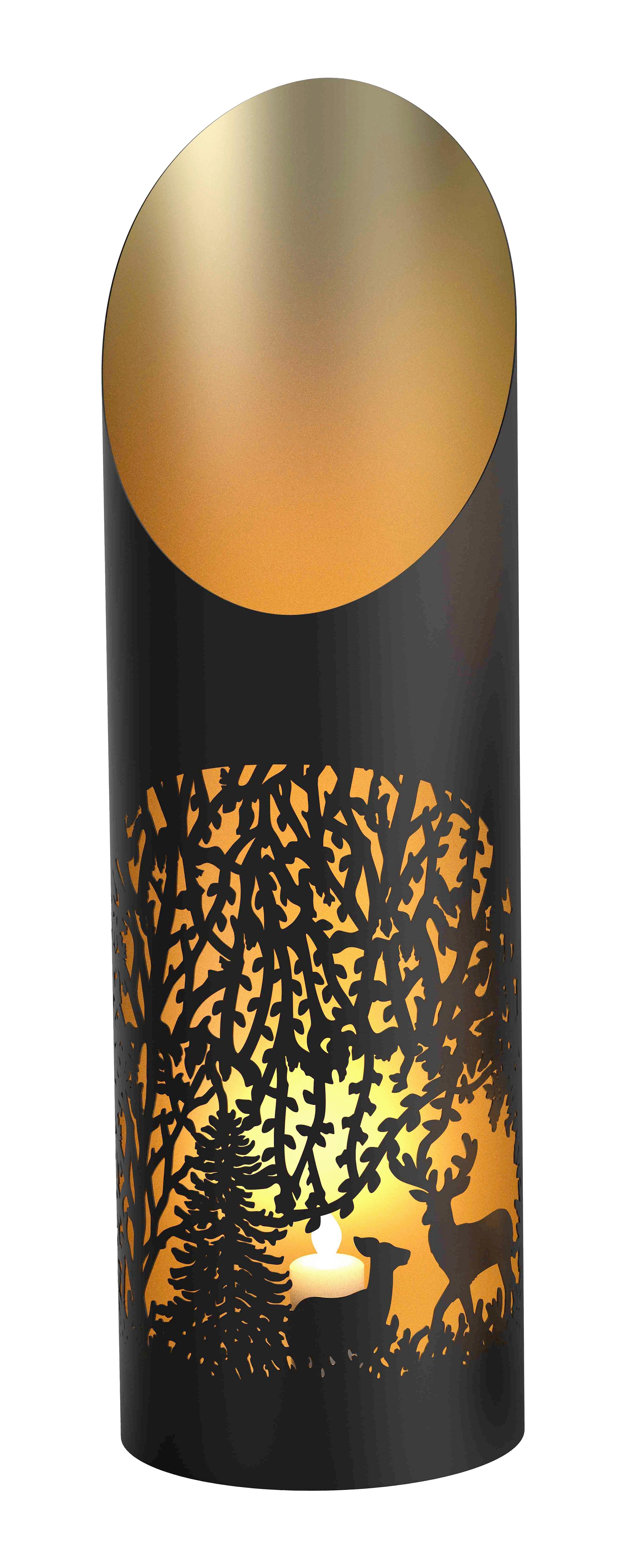 Kerzenhalter Titiana - Goldfarben/Schwarz, KONVENTIONELL, Metall (12/39cm) - Luca Bessoni